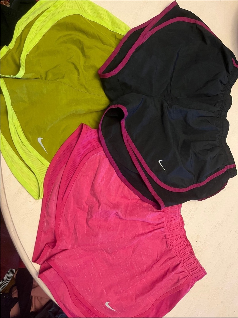 Nike Women’s Athletic Shorts Trio - Black, Hot Pink, Neon Yellow